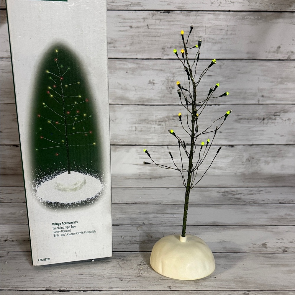 Department 56 TWINKLING TIPS TREE tested works with box Christmas Village